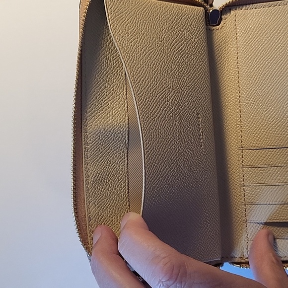 Coach Beige Crossgrain Leather Phone Wristlet - Picture 7 of 9